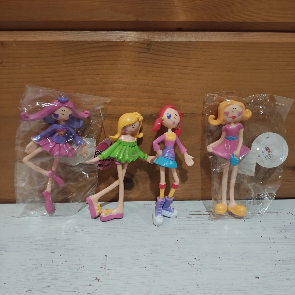 Bendi Dolls Pocket Sized Pals Lot of 4. Red, Blonde And Pink Hair Heart Fairy
